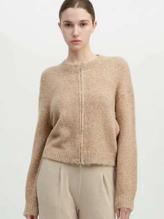 Common Knit Alpaca Knit Bomber Jacket  ONE SIZE