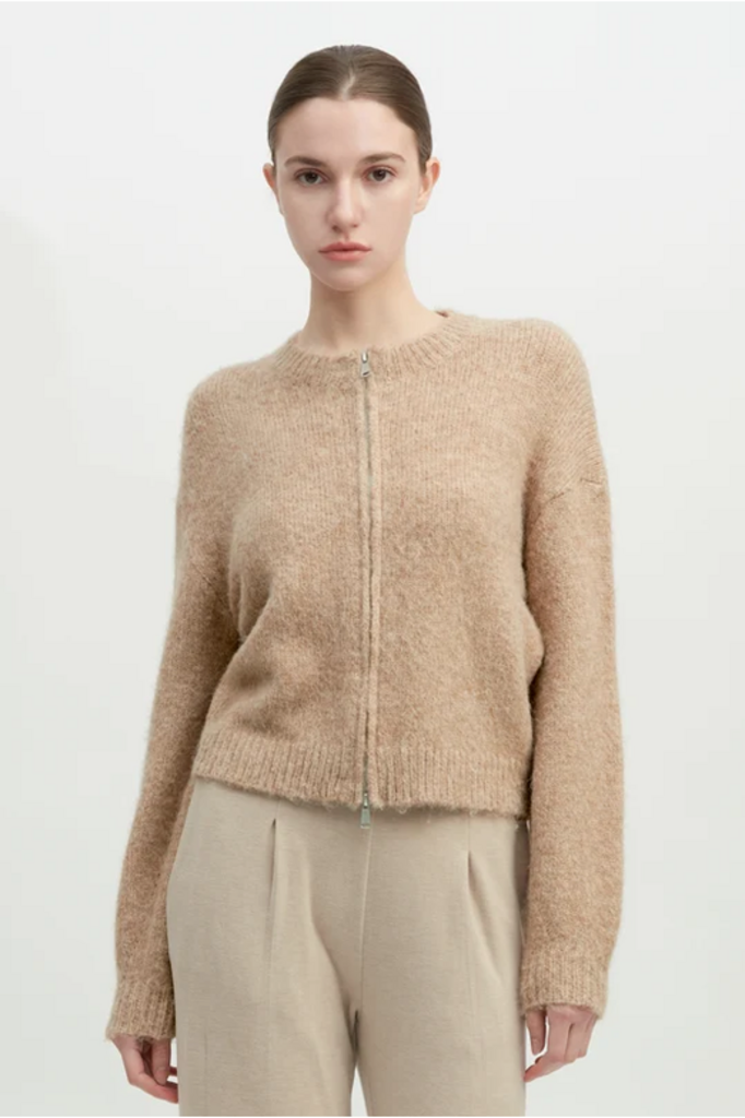 Common Knit Alpaca Knit Bomber Jacket  ONE SIZE