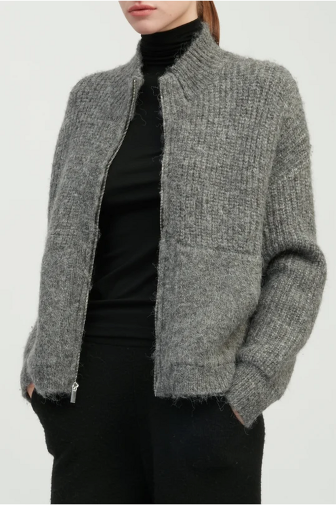 Common Knit Alpaca Bomber Zip Cardigan ONE SIZE