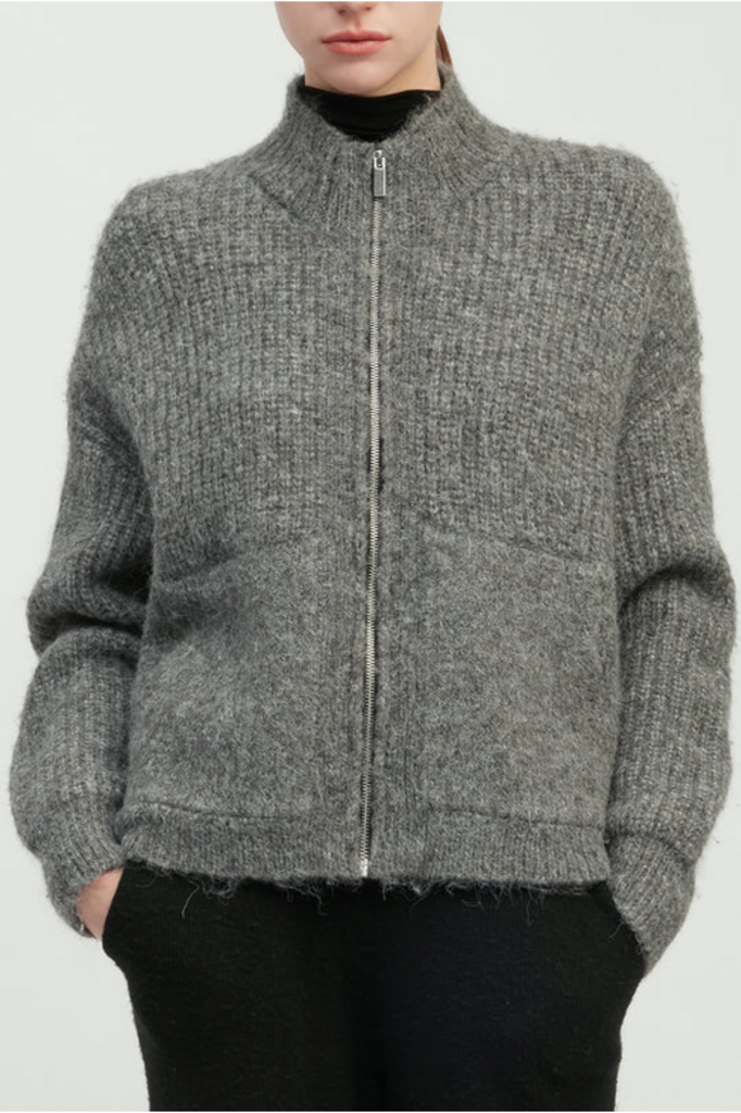 Common Knit Alpaca Bomber Zip Cardigan ONE SIZE