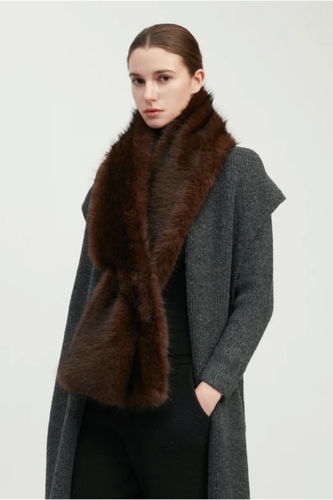 Common Knit Multi-way Keyhole Faux Fur Stole