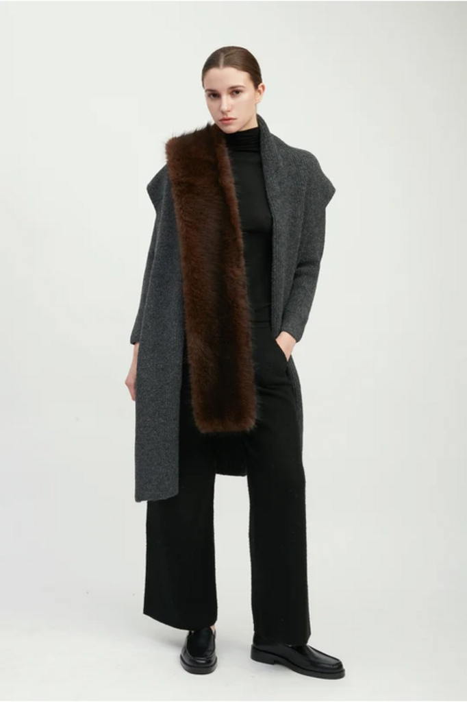 Common Knit Multi-way Keyhole Faux Fur Stole