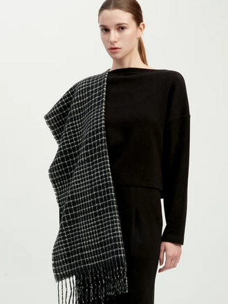 Common Knit Textured Tweed Check Scarf