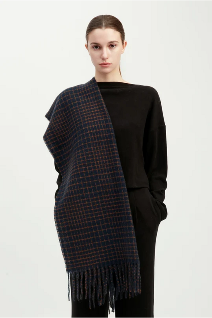 Common Knit Textured Tweed Check Scarf