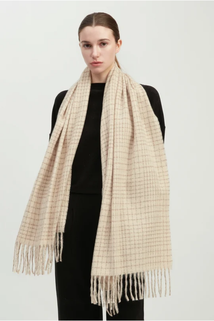 Common Knit Textured Tweed Check Scarf