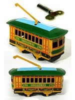 Tin Toy Arcade Broadway New York Trolley Tin Wind Up