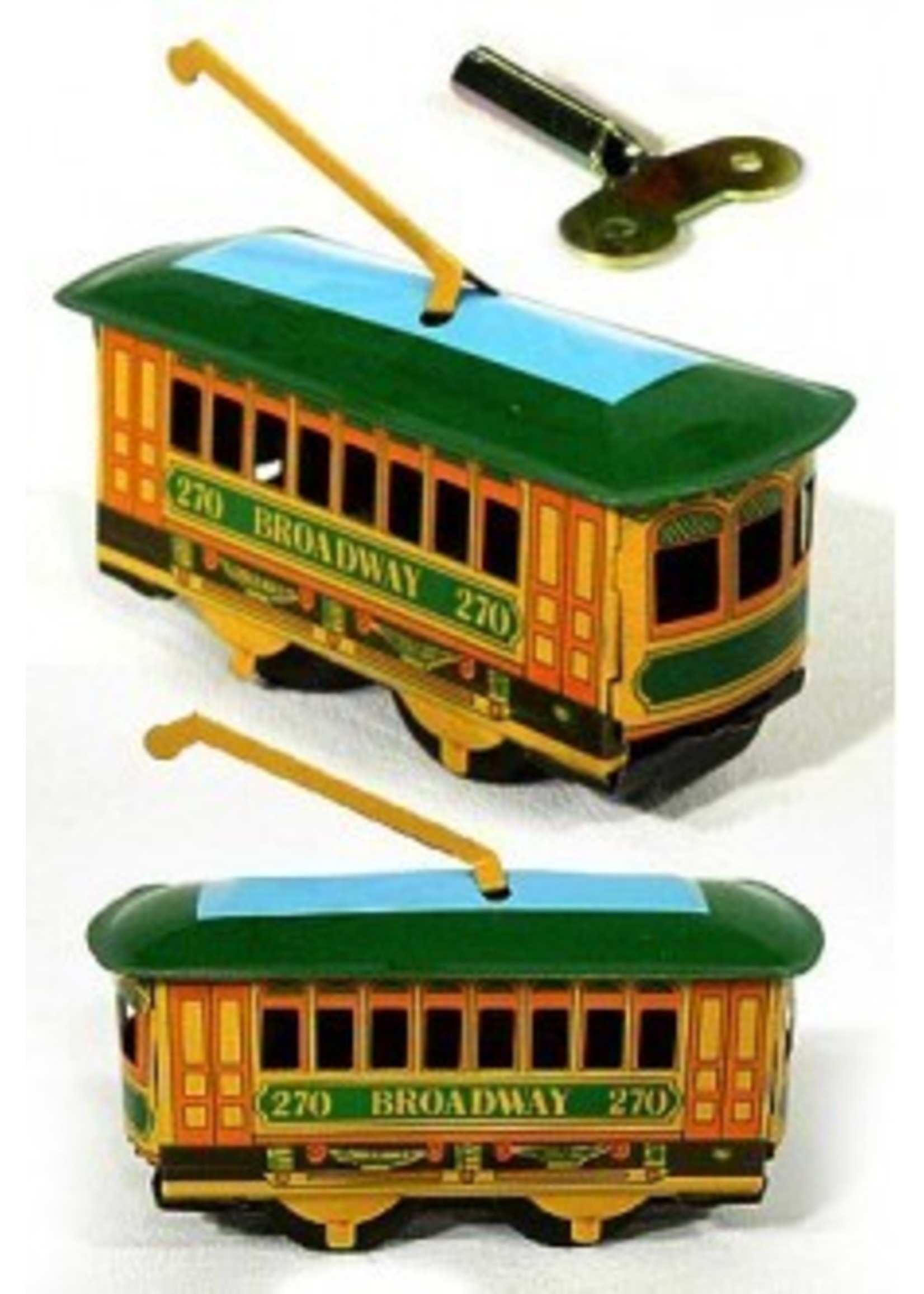 Tin Toy Arcade Broadway New York Trolley Tin Wind Up