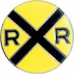 RR Crossing Large Round Hat Tack (pin)