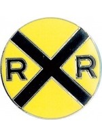 RR Crossing Large Round Hat Tack (pin)
