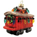 Glass Holiday Caboose Ornament