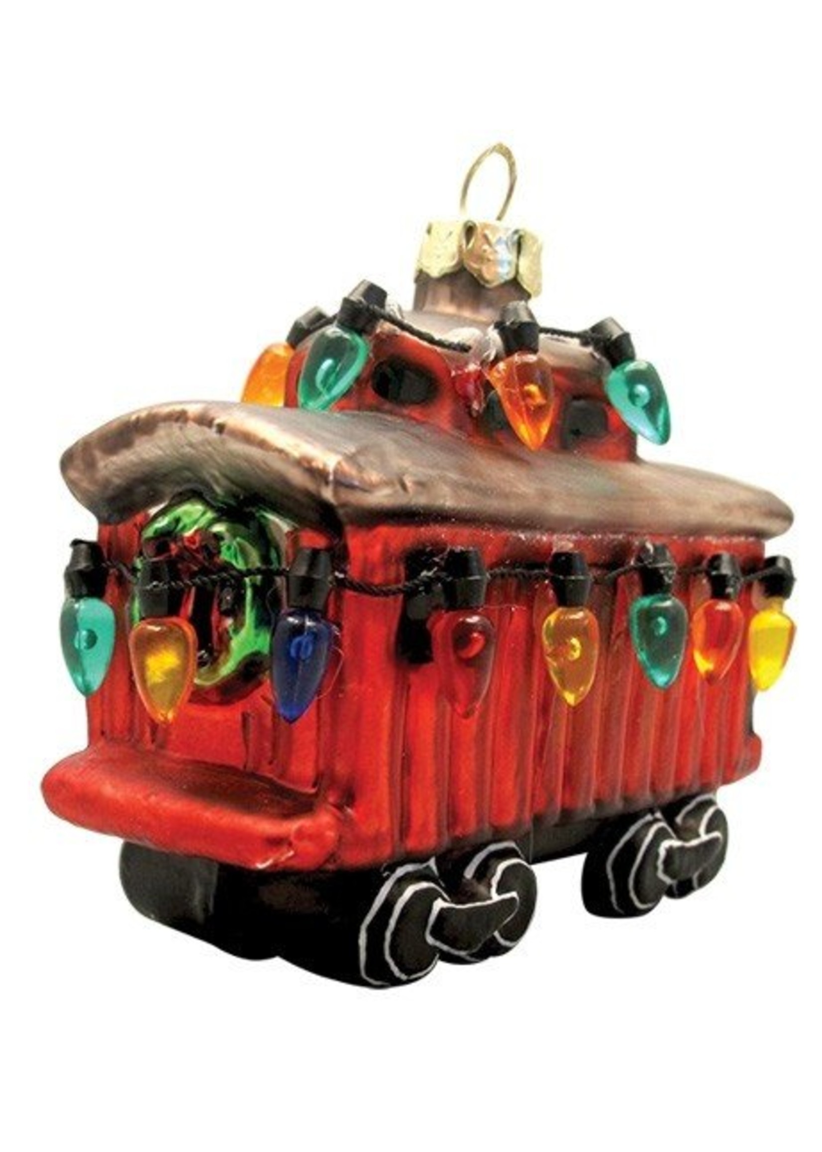 Glass Holiday Caboose Ornament