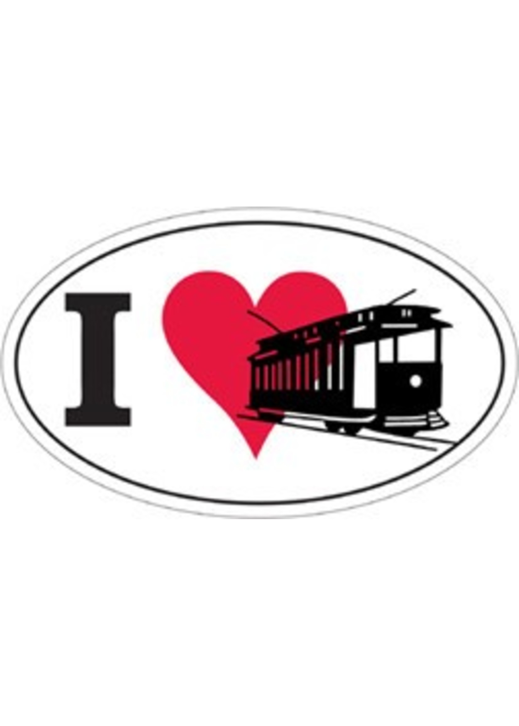 Euro Sticker - I Love Trolleys - Oval