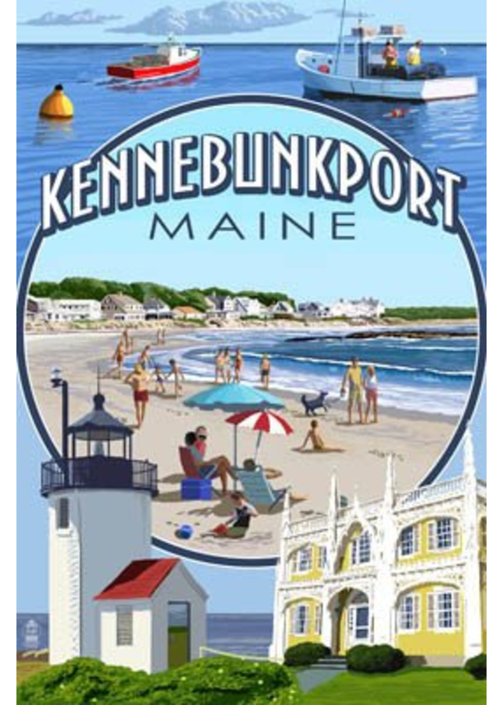 Lantern Press 4 x 6 Kennebunkport Post Card - Montage Single