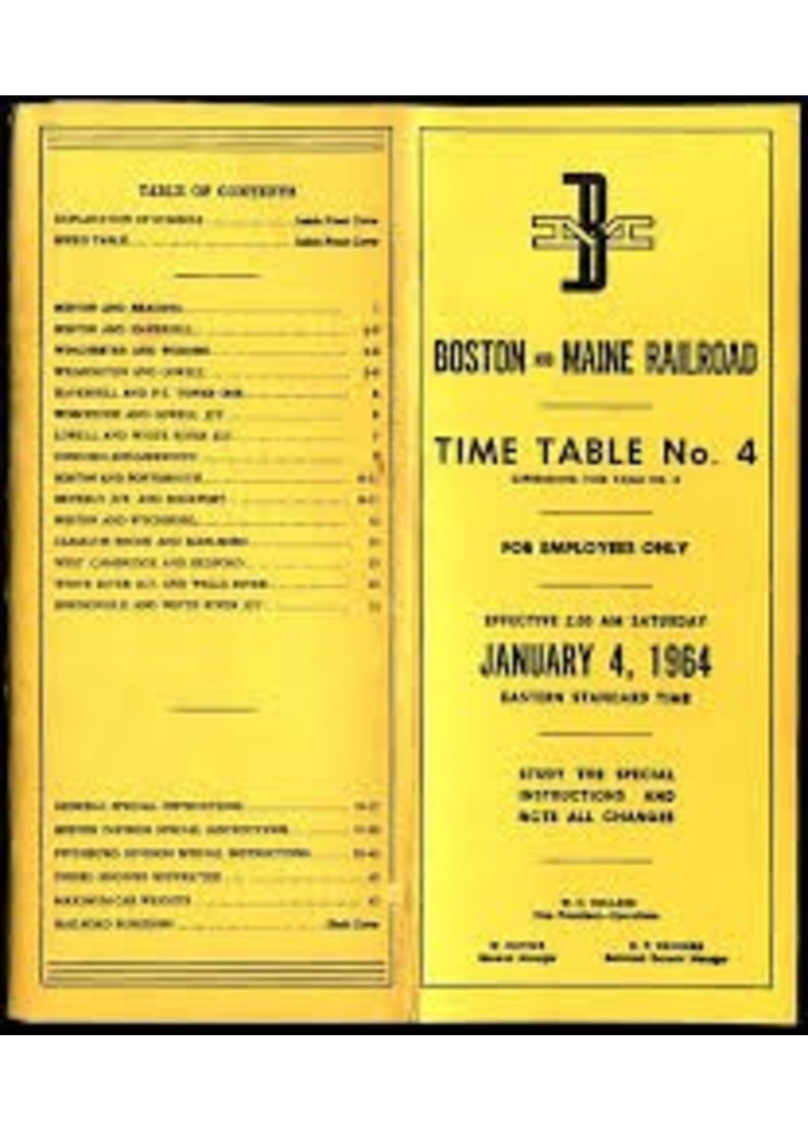 Employee Timetables 4 January 4 Boston And Maine Railroad B&M Employees