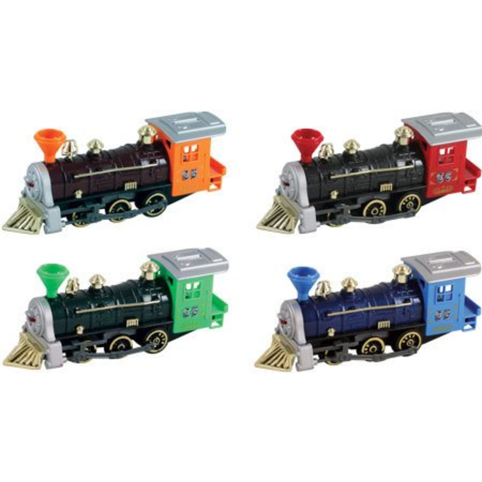 WowToyz Pull Back Train -Die Cast Orange, Green, Blue, Red