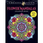 Creative Haven Flower Mandalas Coloring Book: Stunning Designs on a Dramatic Black Background