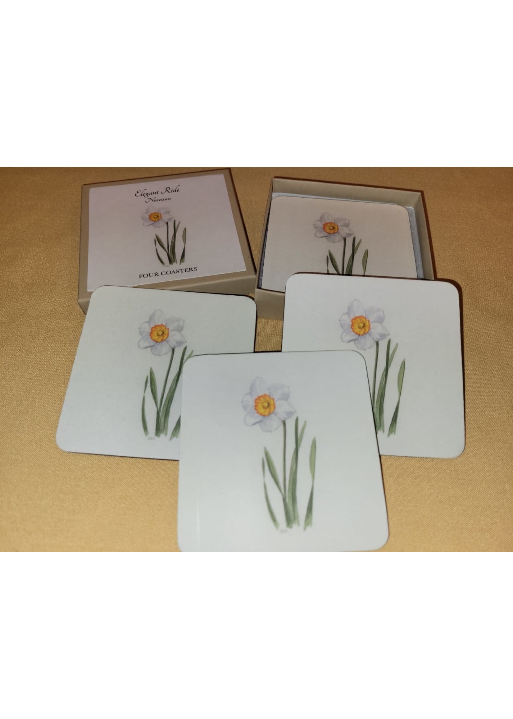 Narcissus Set of 4 PVC Lamintaed Felt Bottom Coasters