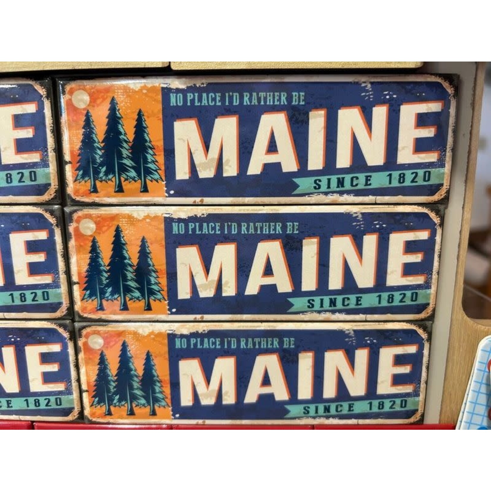 Orange and Blue Maine Magnet (long)