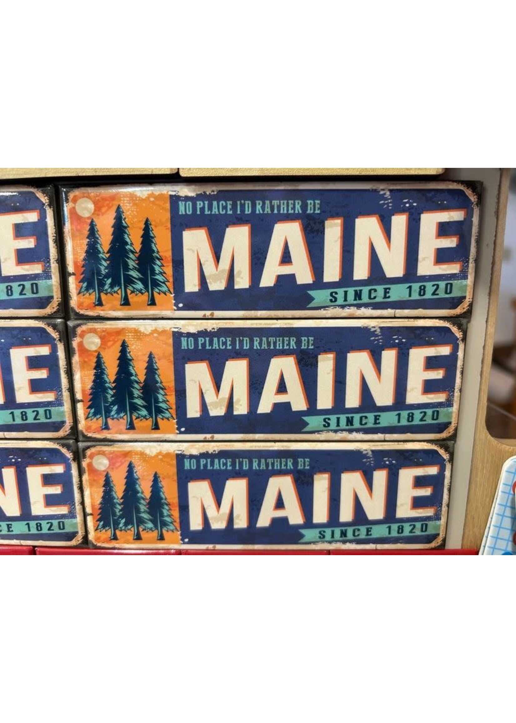 Orange and Blue Maine Magnet (long)