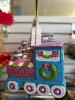 Pink and Blue Glitter Train ornament