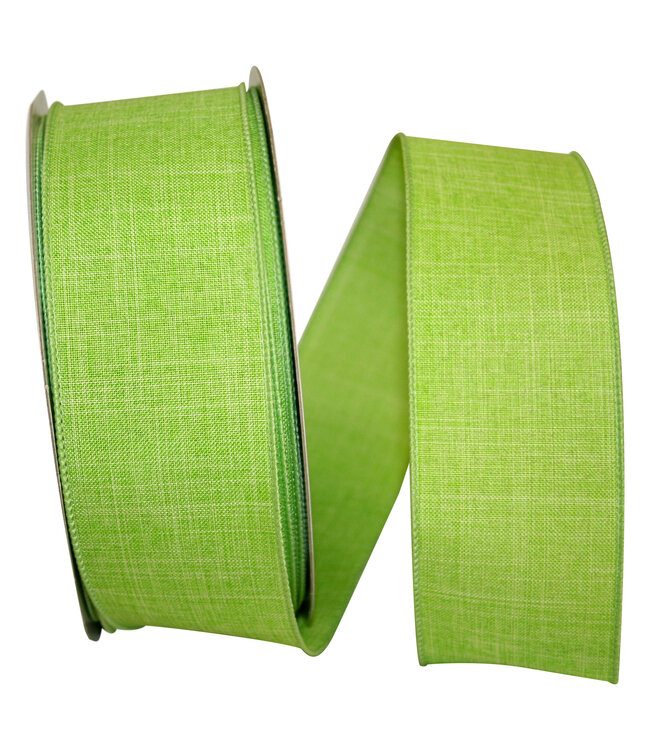 Ribbon - Everyday Linen Value Wired Edge, Lime, 2-1/2 Inch, 50 Yards