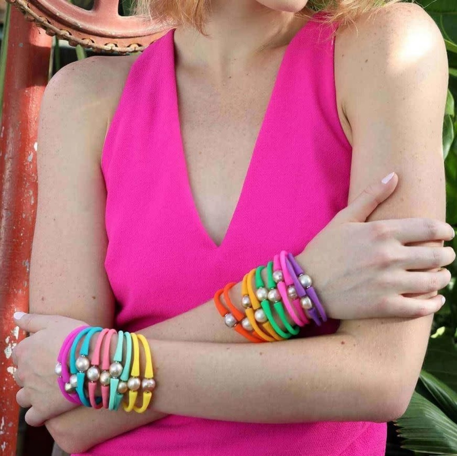 Silicone Bracelet With Pearl Flash 