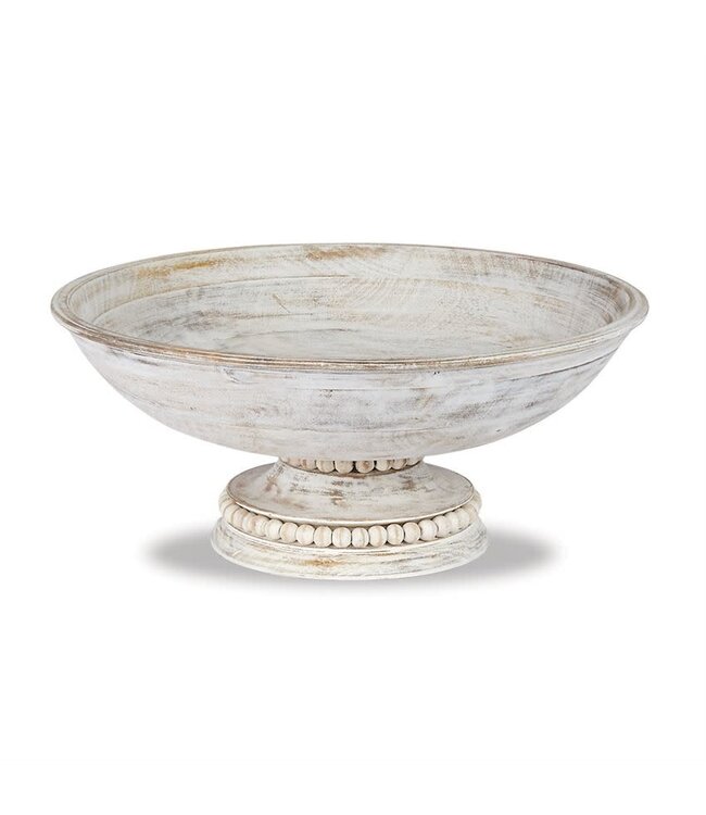 Beaded Wood Pedestal Bowl