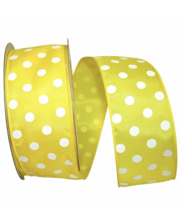 SATIN LARGE DOTS VALUE WIRED EDGE, Yellow 2-½"x 50Y