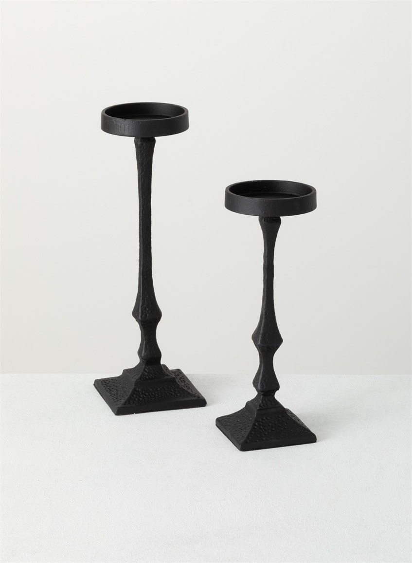 Black Iron Pillar Candle Holder Amber Marie and Company