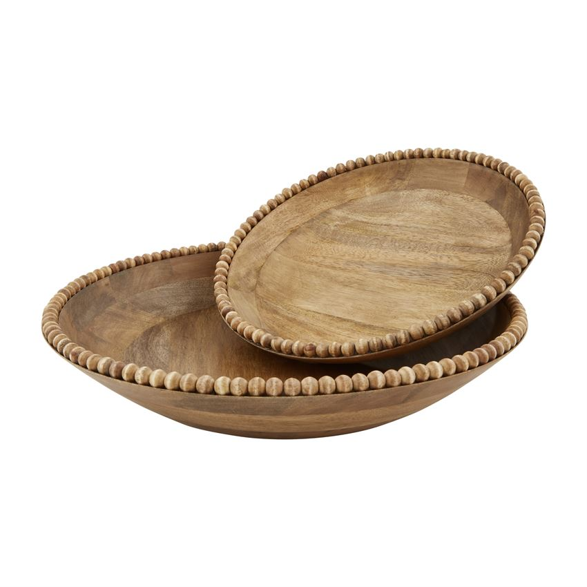 MUD PIE Wood Beaded Nested Bowls Amber Marie and Company