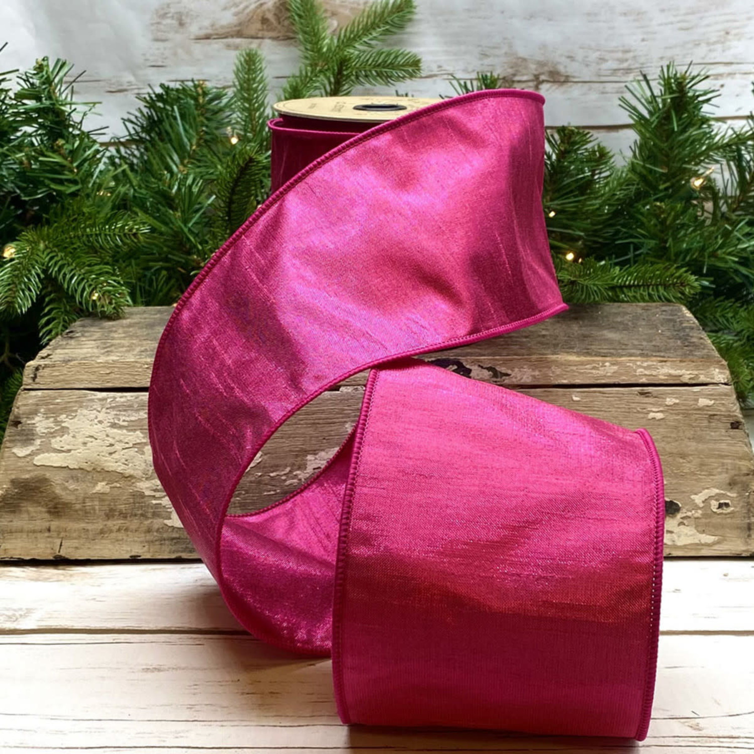 4 X 10 Yds Hot Pink Velvet Wired Ribbon - Amber Marie and Company