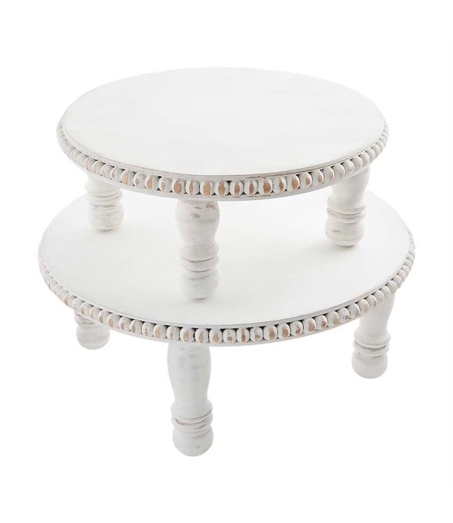 White Beaded Pedestal Tray