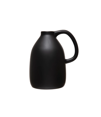 Ceramic Vase with Handle, Matte Black