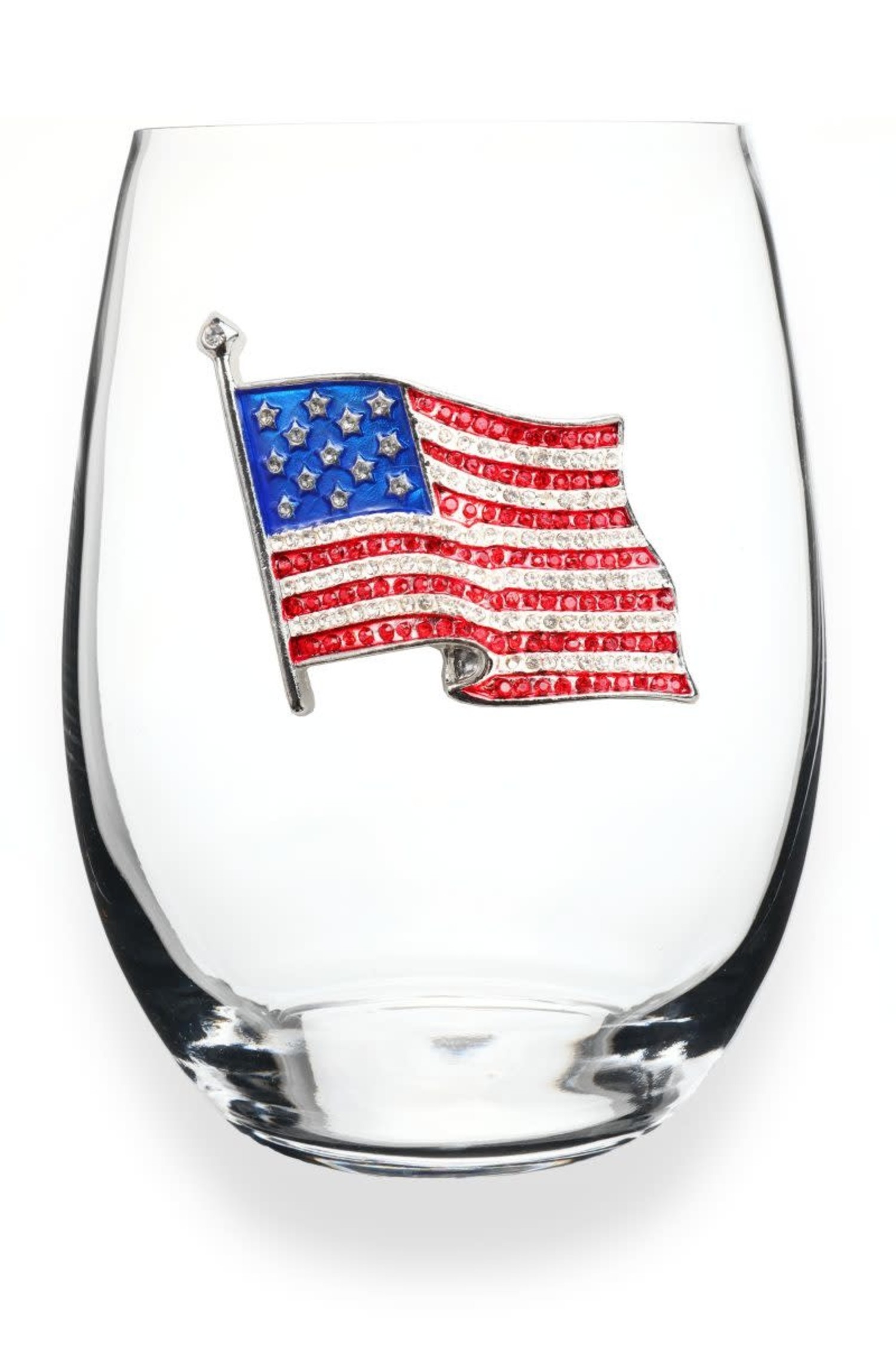 Wing Wheel Flag Stemless Wine Glass