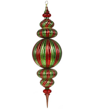 28"L Antique Vertical Stripe Ball/Finial