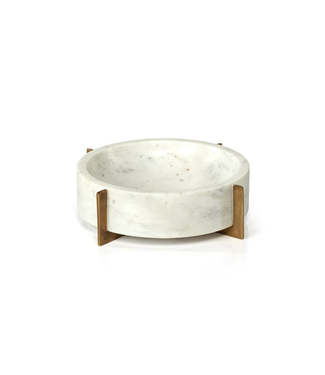 Nairobi White Marble Bowl On Metal Base