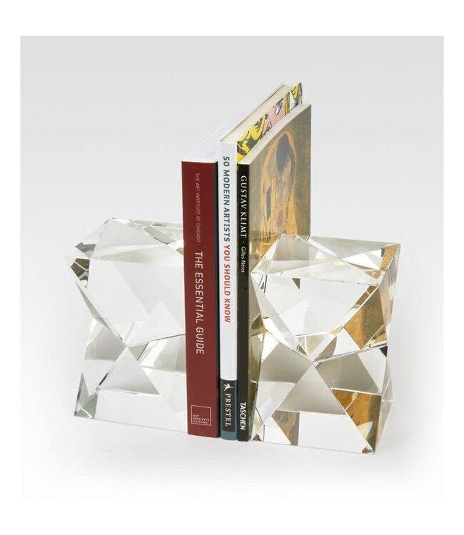 TIZO Rectangle Diamond Crystal Bookend Pair