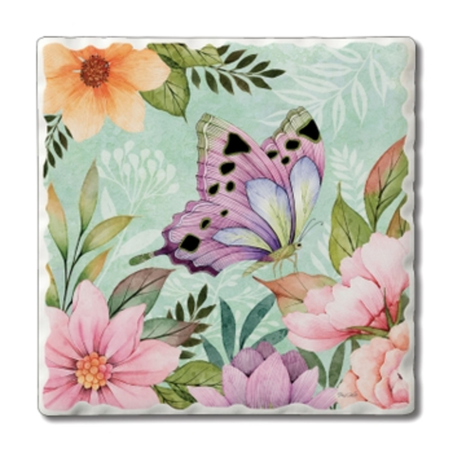 Garden Breeze Tumbled Tile Coaster Amber Marie and Company