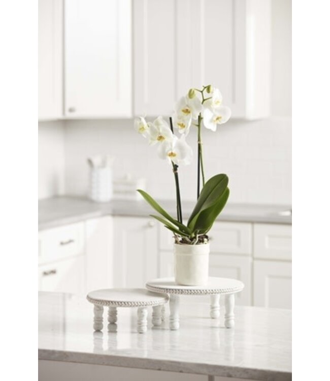 White Beaded Pedestal Tray