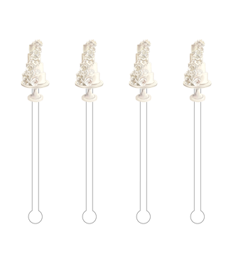 Floral Cascade Wedding Cake Acrylic Stir Sticks