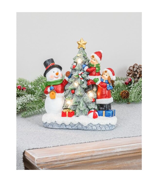 Snowman  With Kids Tabletop Lightup