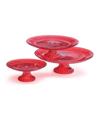 Red Glass Cake Plate