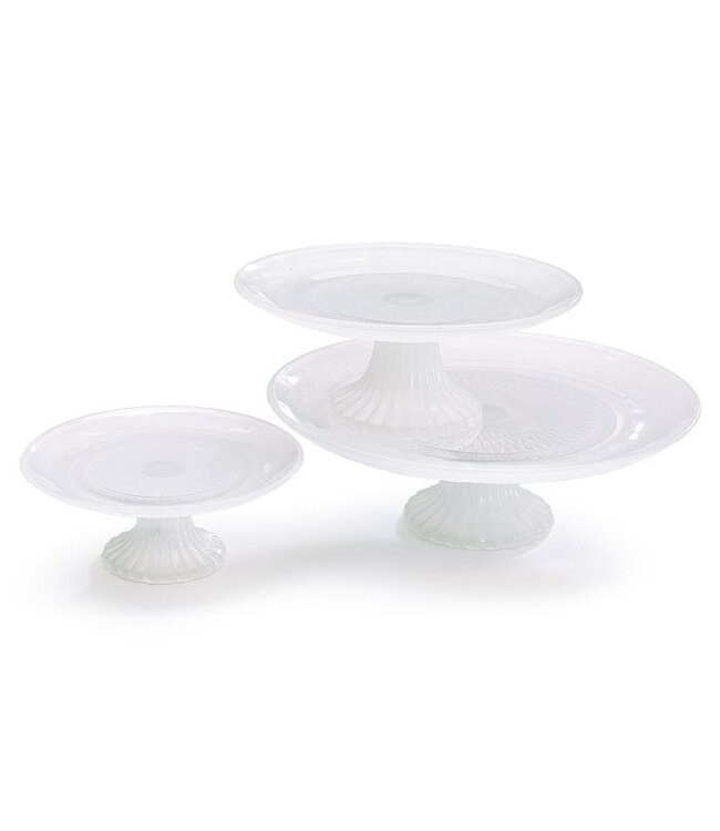 White Milk Glass Cake Plate