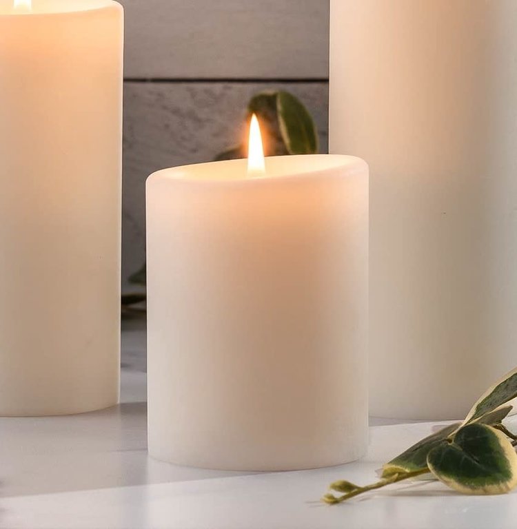 LUCID CANDLE Natural 3x4 Pillar Candle Amber Marie and Company