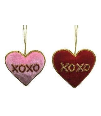 4" Velvet Embroidered Xoxo Heart