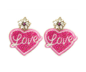 LBECLEY Simple Earrings Valentine's Day Love Letter Envelope Boots Cookies  Keyring Pink Heart Ear Studs Hoop Earrings Set for Women D