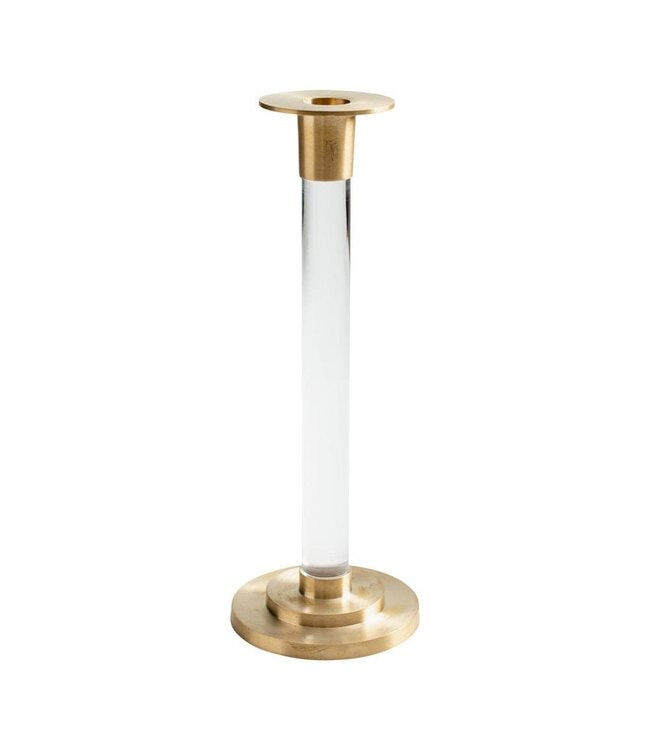 Large Brass & Resin Candlestick in Clear