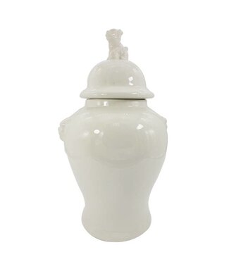 18" White Chinoiserie Ceramic Ginger Jar