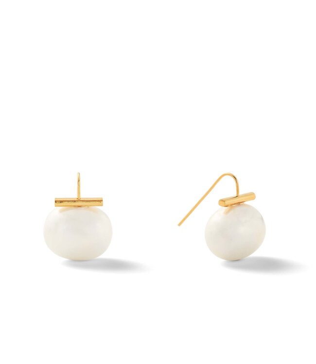 Large Pebble Pearl Ear Wire