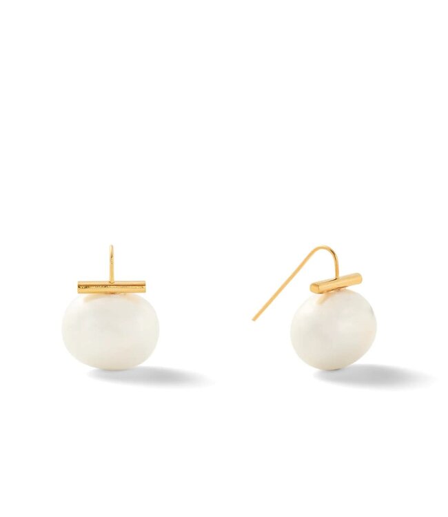 Large Pebble Pearl Ear Wire